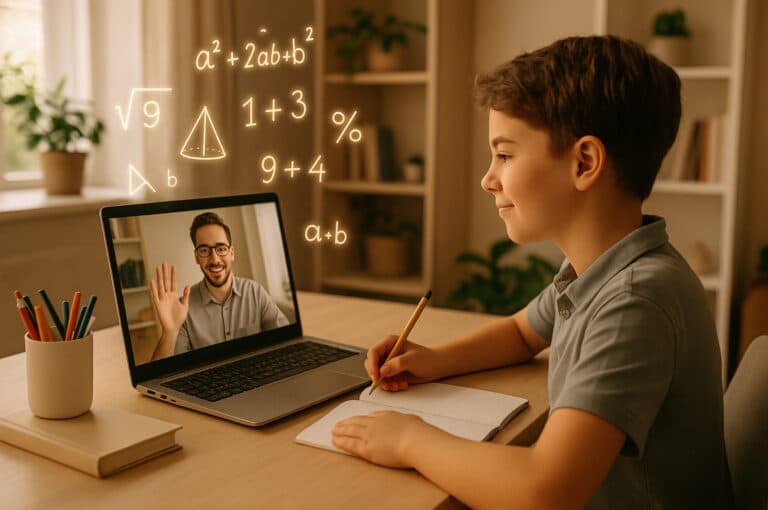 Child learning math online during one-on-one tutoring session with Tutor Coach America